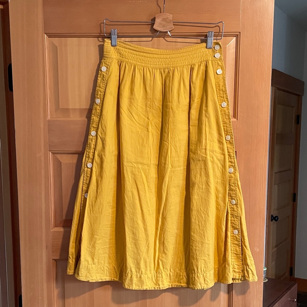 Madewell Marigold Yellow Cotton Skirt with Buttons